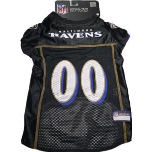 NWT Pets First NFL Baltimore Ravens Black Dog Jersey, Size LARGE up to 40lbs Dog